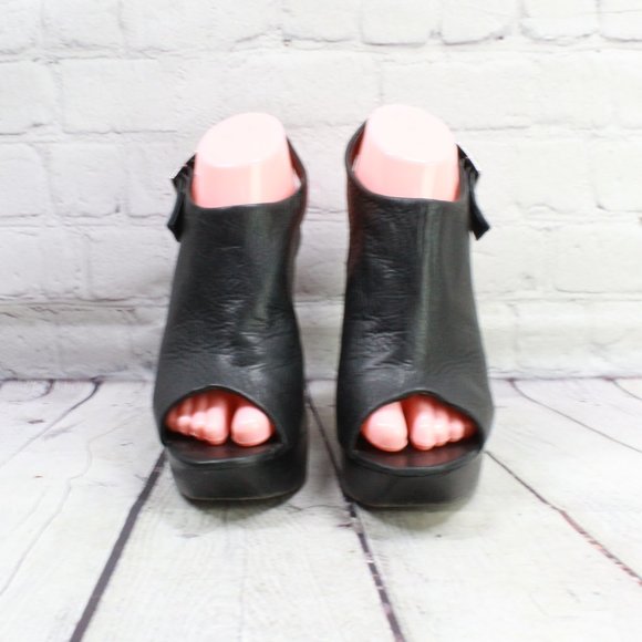 Dolce Vita Black Leather Peep Toe Ankle Strap High Heel Booties Size US 8 - Picture 4 of 9